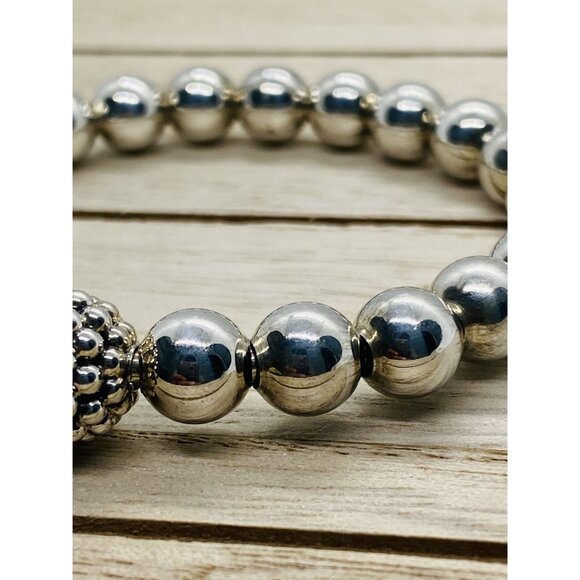 Lagos Sterling Silver 925 Signature Caviar Stretch Bracelet 8mm - Picture 5 of 12